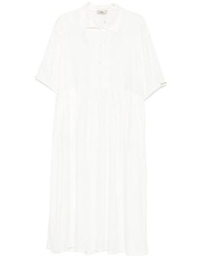 Herno Short-Sleeve Pleated Dress - White