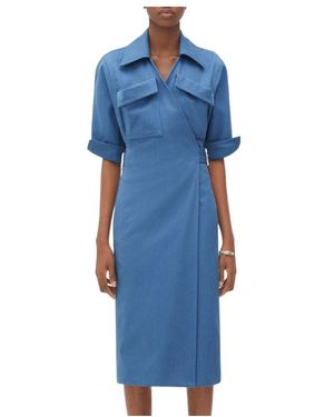 Bottega Veneta Twill Midi Dress - Blue