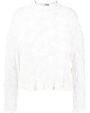 Comme des Garçons Sheer Floral-Embroidered Blouse - White