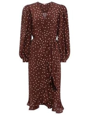Johanna Ortiz Geography Of Life Polka-Dot Crêpe Wrap Dress - Brown