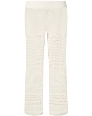 Eres Crochet-Knit Straight-Leg Trousers - White