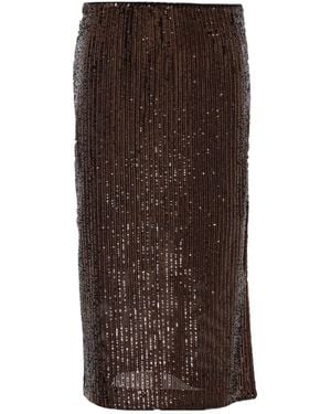 Twinset Sequin Midi Skirt - Brown