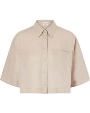 Brunello Cucinelli Cropped Short-Sleeve Shirt - Natural
