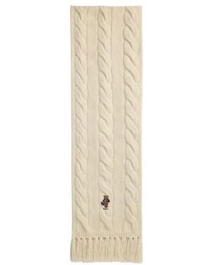 Polo Ralph Lauren Bear Cable Knit Scarf - White