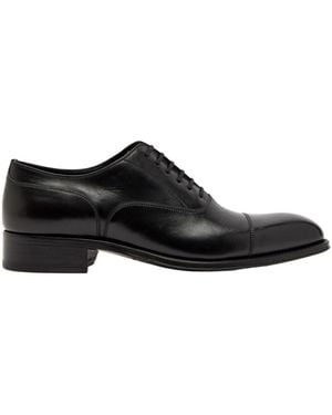 Tom Ford Round Toe Lace-Up Shoes - Black
