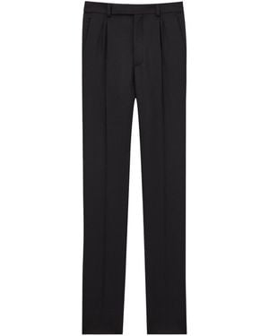 Saint Laurent Pleated Wool Pants - Black