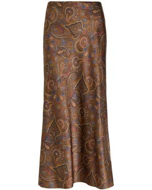 Veronica Beard Clover Paisley-Print Silk-Blend Midi Skirt - Brown