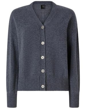 Pinko Ribbed-Trim V-Neck Cardigan - Blue