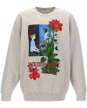JW Anderson Jw Anderson Graphic Printed Drop Shoulder Sweatshirt - Grey