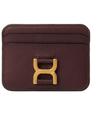 Chloé Logo-Plaque Leather Cardholder - Purple