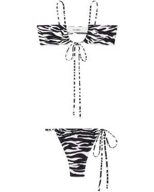 The Attico Zebra-Print Bikini - White