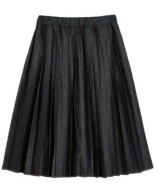 Jil Sander Lightweight Denim Pleated Skirt - Black