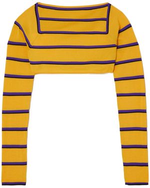 PUCCI Stripe-Jacquard Wool Cropped Top - Yellow
