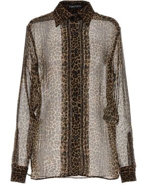Tom Ford Leopard-Printed Long-Sleeved Shirt - Brown