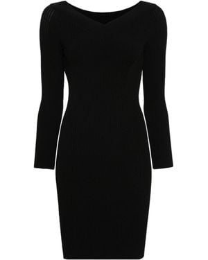 Alberta Ferretti Knitted V-Neck Dress - Black