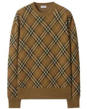 Burberry Wool Check Crewneck Jumper - Green