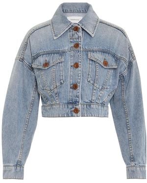 Zimmermann Cropped Denim Jacket - Blue