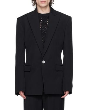 Balmain Single Breasted Tailored Blazer - Blue