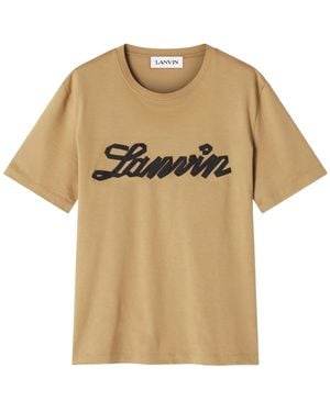 Lanvin Crewneck Logo-Print T-Shirt - Natural