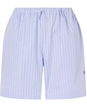 Anine Bing Striped Cotton Shorts - Blue