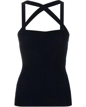Patou Cross-Strap Cable Knitted Top - Black