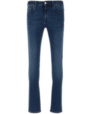Pt Pantaloni Pt Torino Logo Patch Button Detailed Skinny Jeans - Blue