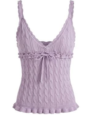 Gucci Braided Cotton Blend Top - Purple