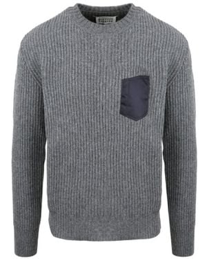 Maison Margiela Ribbed Chest Pocket Jumper - Grey