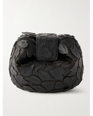 Gabriela Hearst Soft Demi Embroidered Leather Clutch - Black
