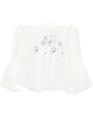 Ermanno Scervino Floral-Embroidered Blouse - White