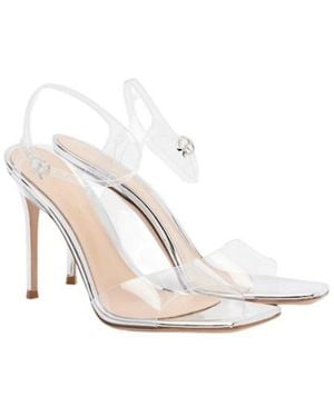 Gianvito Rossi Leather-Trimmed Slingback Sandals - White
