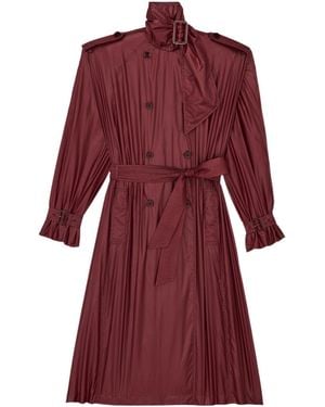Saint Laurent Lavallière Double-Breasted Trench Coat - Red