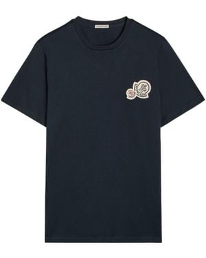 Moncler Cotton Crew Neck T-Shirt - Blue