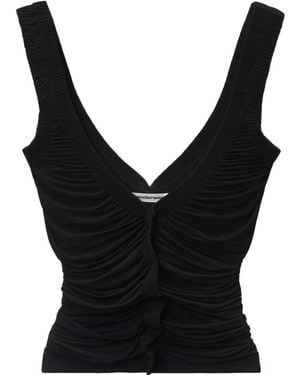 Alexander Wang Sheer Ruched Tank Top - Black
