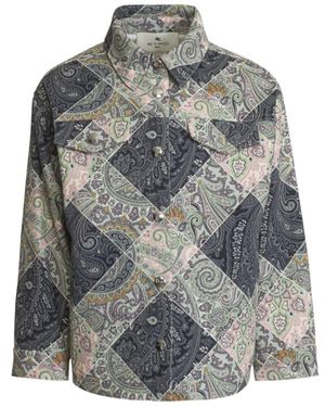 Etro Checkered Pattern Jacket - Gray