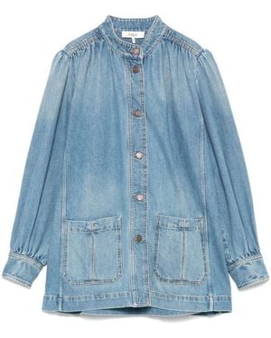 Chloé Chloé High-Neck Gathered Denim Jacket - Blue