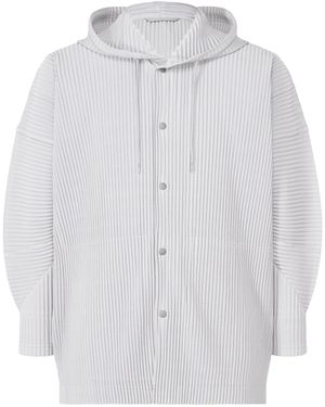 Homme Plissé Issey Miyake Hooded Pleated Jacket - White