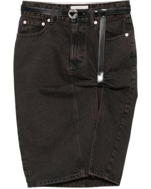 Coperni Buckled Slit-Detail Denim Mini Skirt - Black