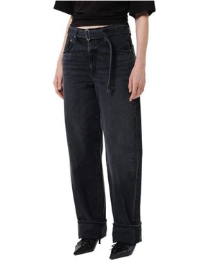 Agolde Mid-Rise Denim Trousers - Black