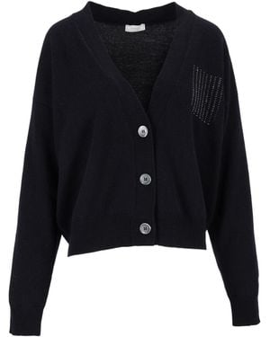 Peserico V-Neck Button-Up Cardigan - Black