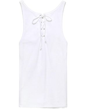 Prada Logo Patch Scoop Neck Tank Top - White