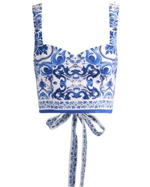 Alice + Olivia Miriam Sweetheart Cropped Top - Blue