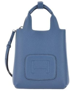 Hogan Logo Embossed H-Bag Mini Shopping Bag - Blue