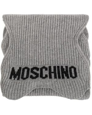 Moschino Logo Ribbed Scarf - Gray