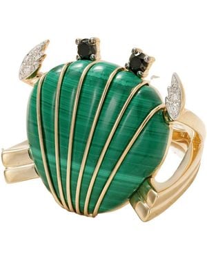 Yvonne Léon Handmade 9K Crab Ring - Green