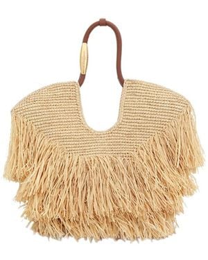 Zimmermann Interwovened Fringed Top Handle Bag - Natural