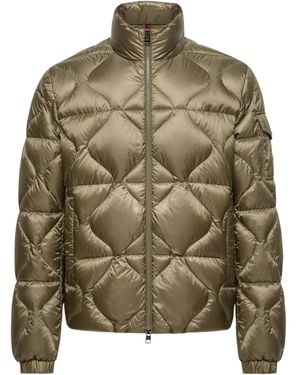 Moncler Asurel Geometric Quilted Short Down Jacket - Green