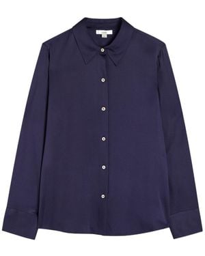 Vince Stretch Silk-Blend Shirt - Blue
