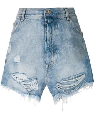 Unravel Project Imitation Old Denim Shorts - Blue