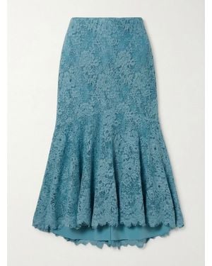 Gucci Gg Flower Stretch Lace Skirt - Blue